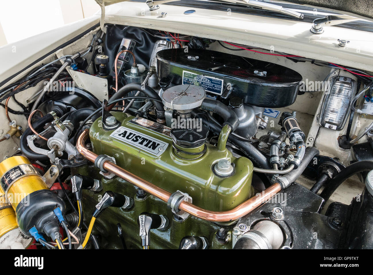 Motor eines restaurierten Mini ein Mini Autobesitzer Club Ausstellung Stockfoto