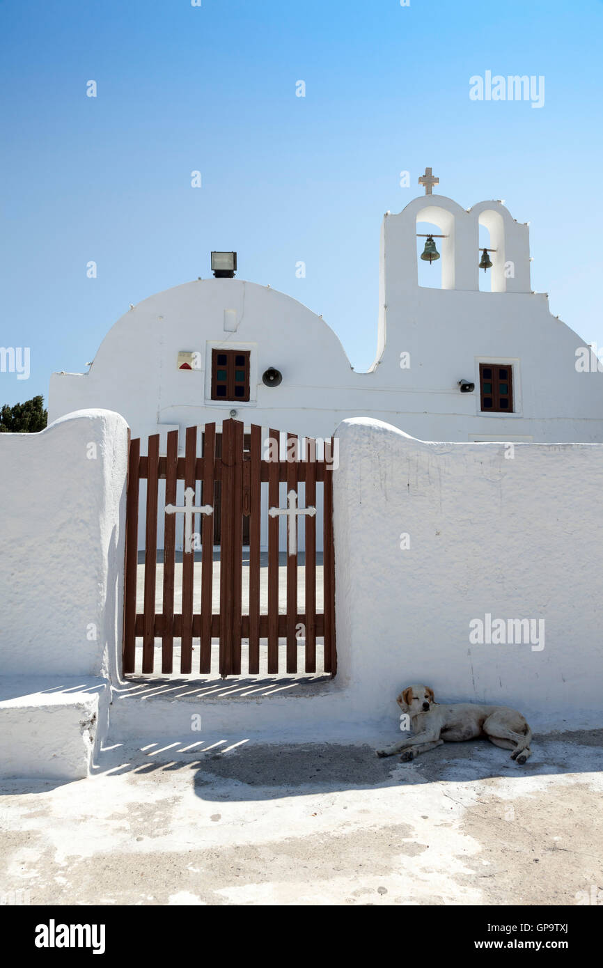 Im belebten und beliebten Stadt Oia, Santorin Stockfoto