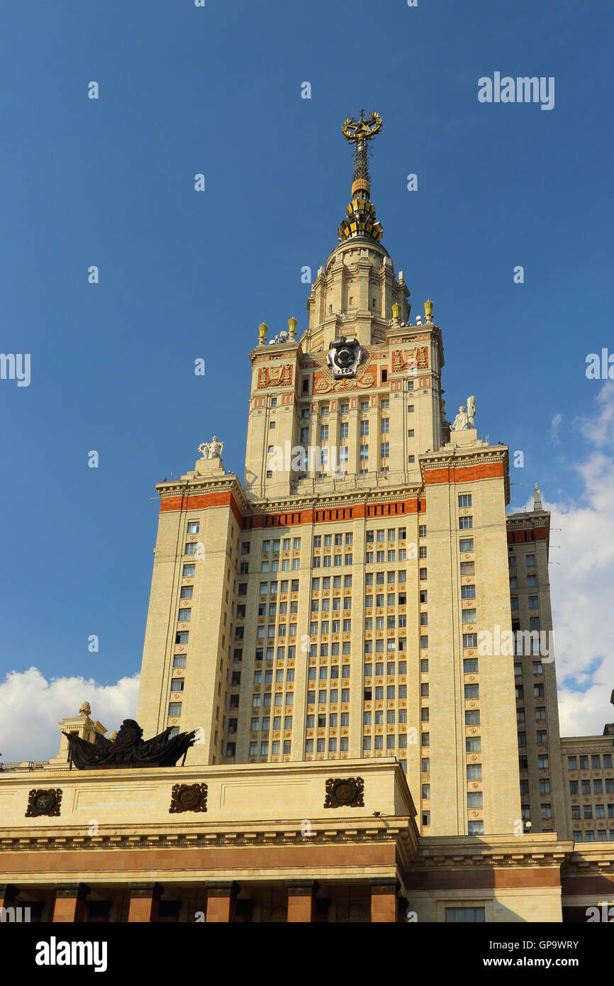 High-Rise Gebäude von der Moskauer Universität auf blutigen Vorobievy, Moskau, Russland Stockfoto