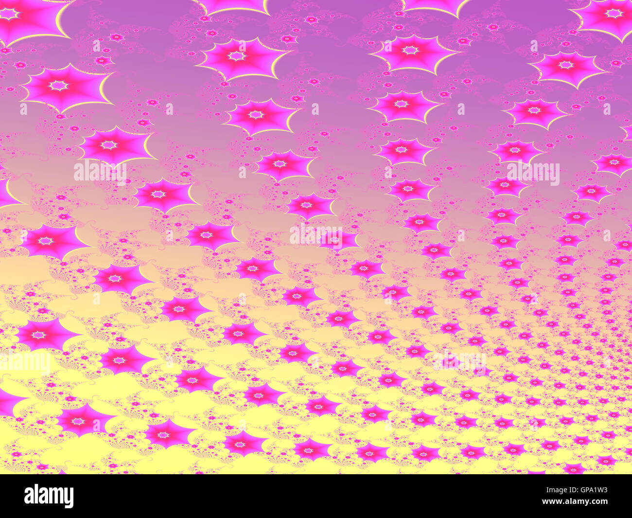 Bunte abstrakte Fraktalbild zart rosa Blumen Effekt Muster erstellen Stockfoto