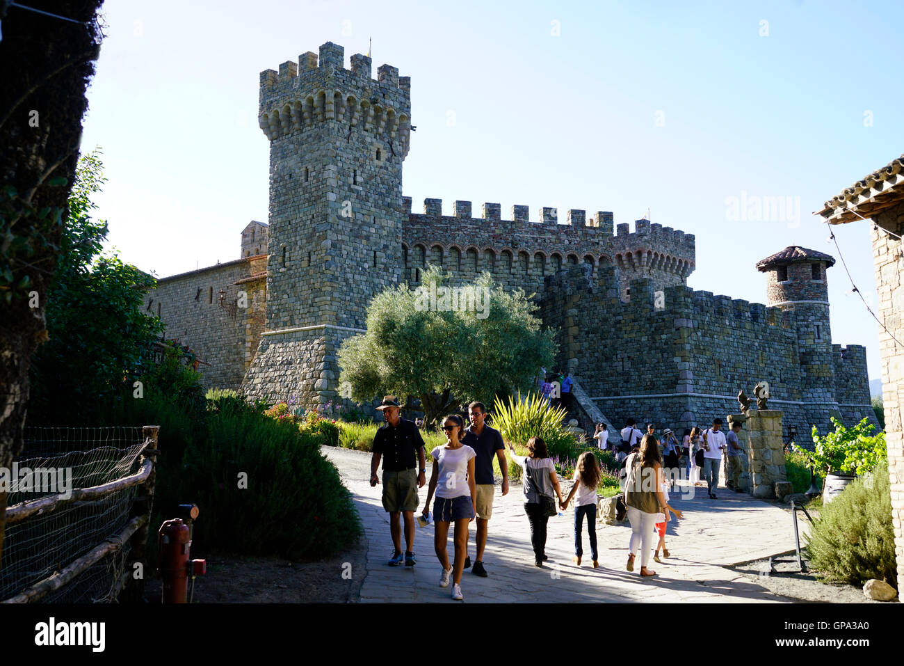 Castello di Amorosa Weingut in der Nähe von Calistoga.Napa Valley.California,USA Stockfoto