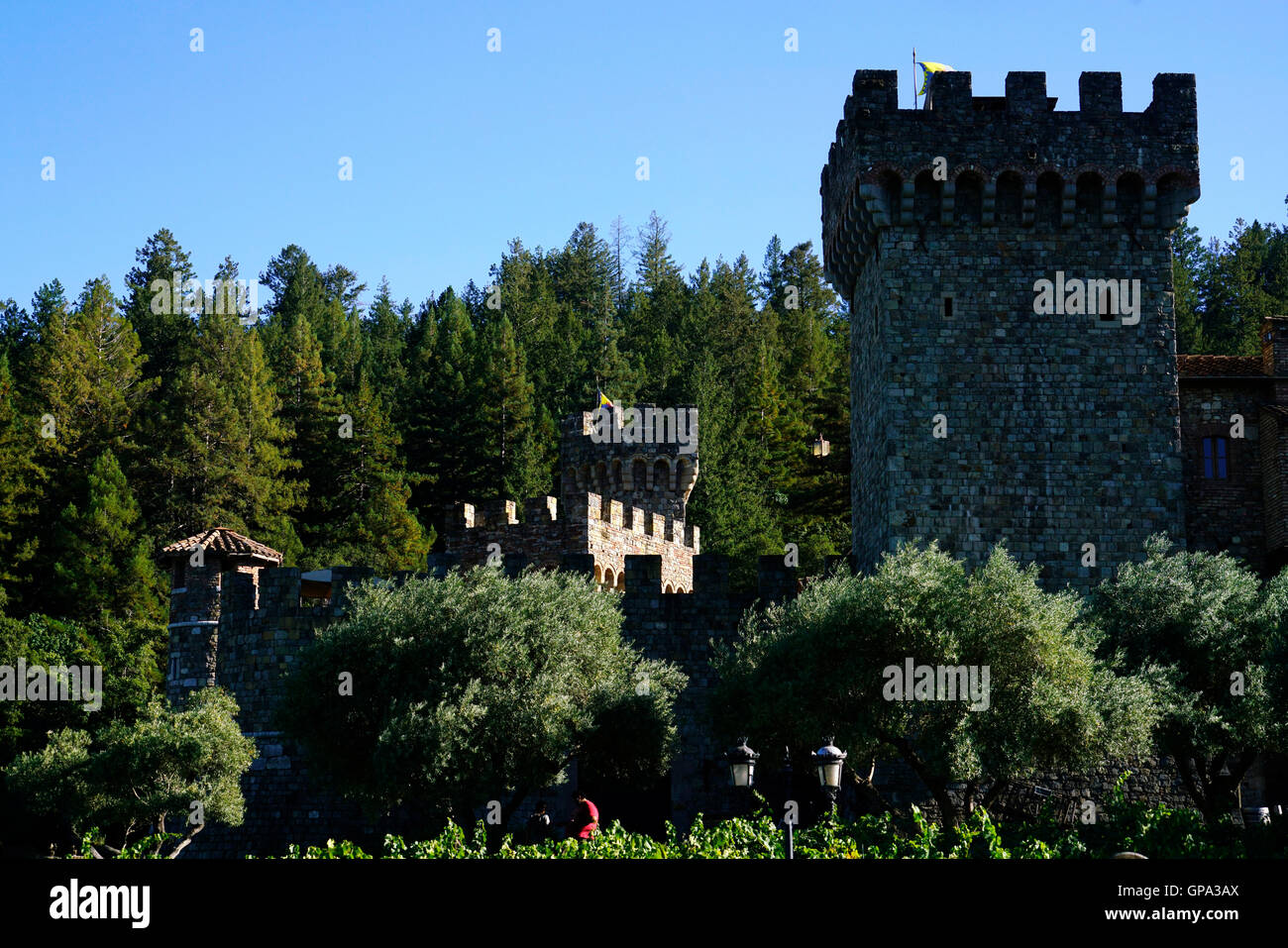 Castello di Amorosa Weingut in der Nähe von Calistoga.Napa Valley.California,USA Stockfoto