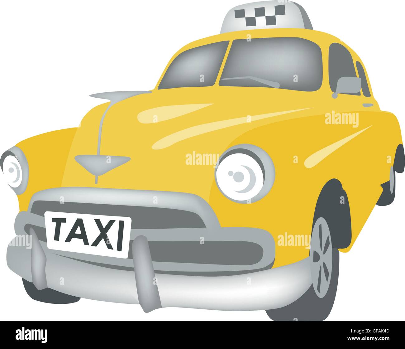 Gelbes Taxi Service alte Auto Vektor-illustration Stock Vektor