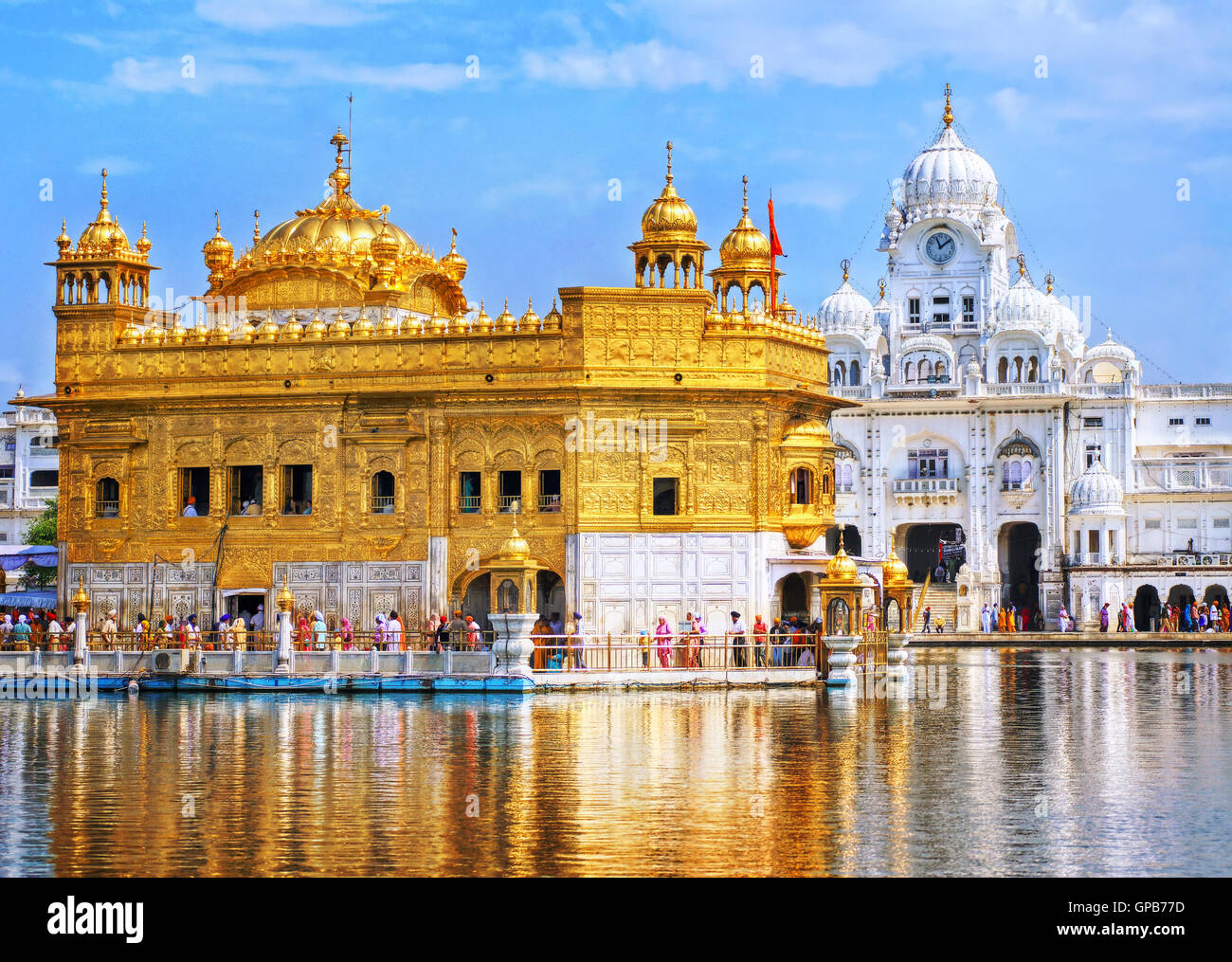 Golden Temple, das wichtigste Heiligtum der Sikhs, Amritsar, Indien Stockfoto