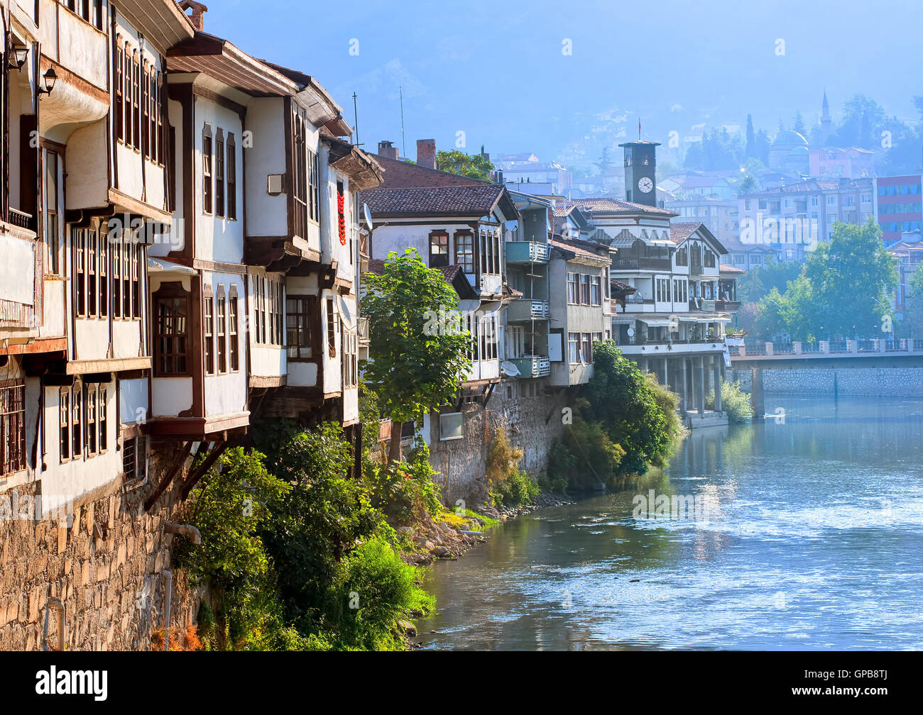 Traditionellen osmanischen Häuser in Amasya, Türkei Stockfoto