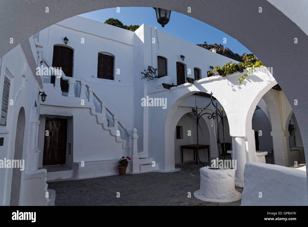 Das Kloster Panagia Kyra in Nisyros Insel, Griechenland Stockfoto