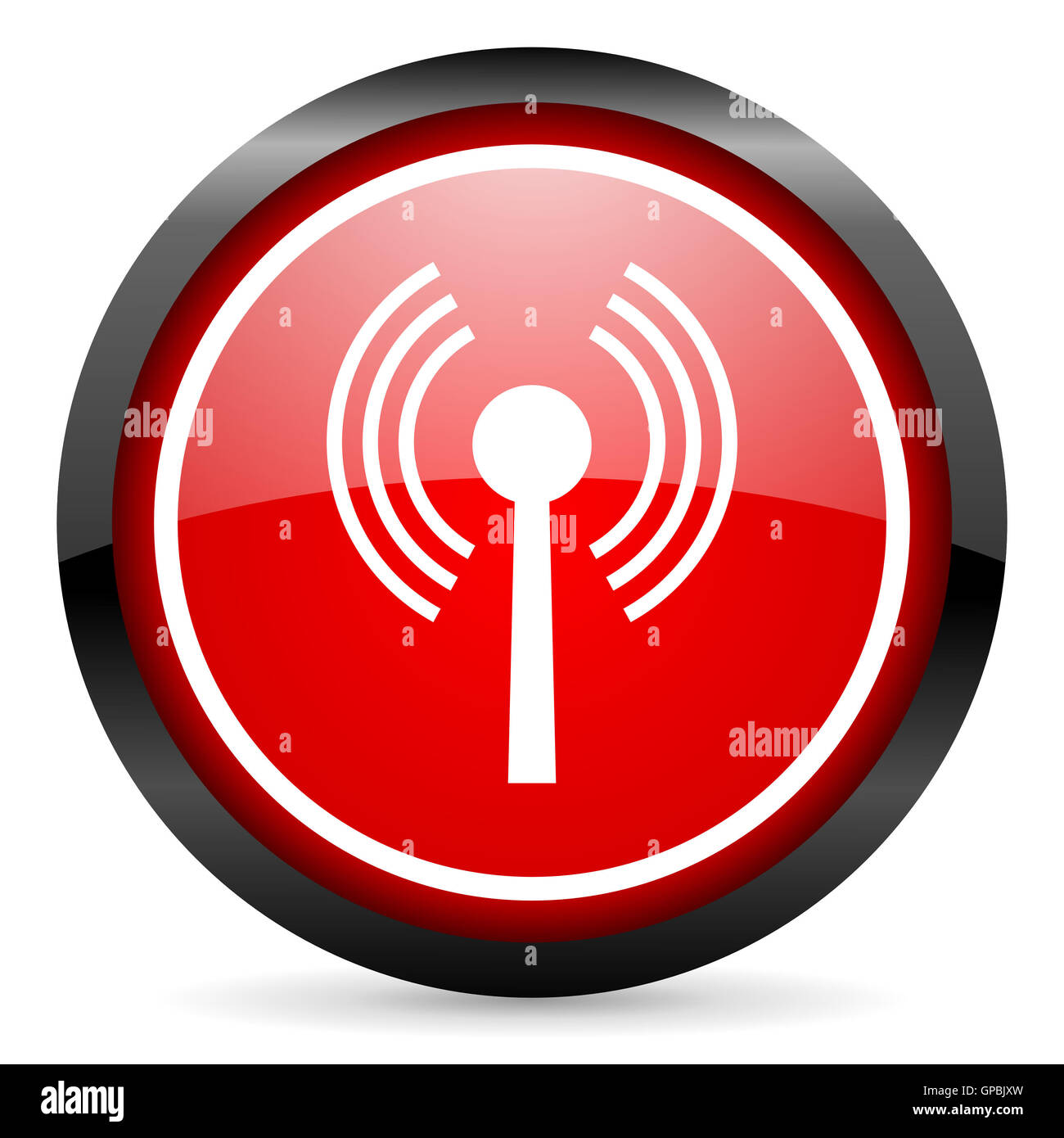 WiFi Runde rotes glänzende Symbol auf weißem Hintergrund Stockfoto