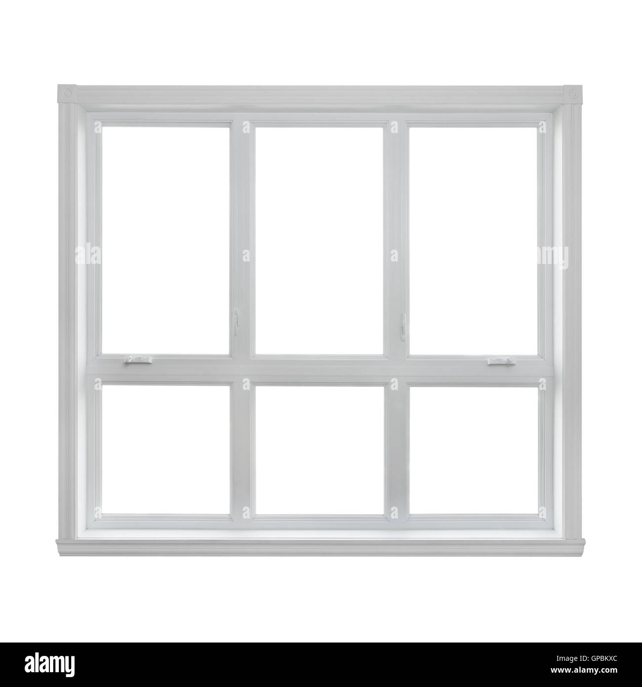 Moderne Fenster isoliert auf weißem Hintergrund Stockfoto