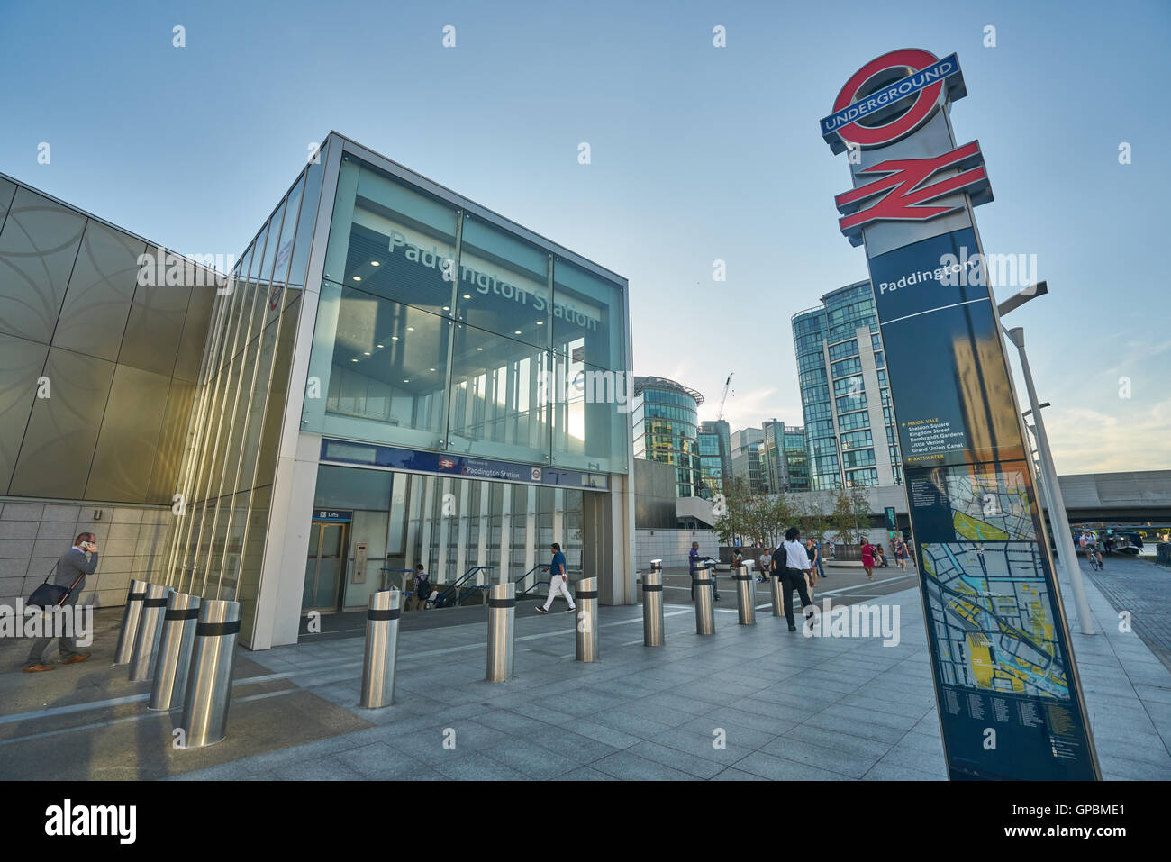 Paddington u-Bahn-Station Eingang. Stockfoto