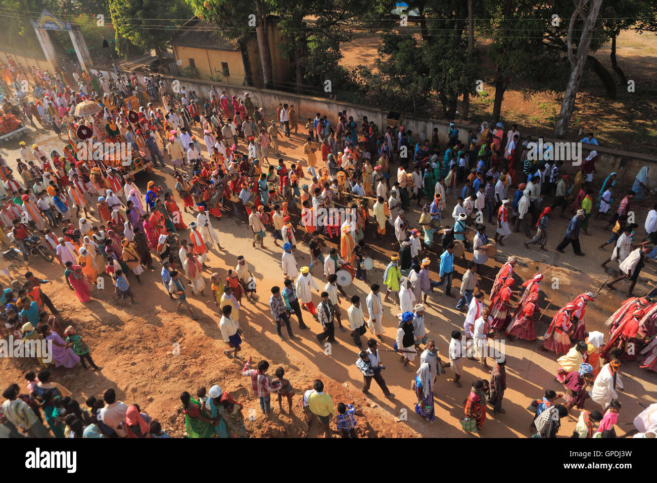 König führt dussehra Festival Prozession, Jagdalpur, Bastar, Chhattisgarh, Indien, Asien Stockfoto