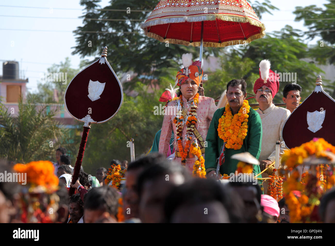 König führt dussehra Festival Prozession, Jagdalpur, Bastar, Chhattisgarh, Indien, Asien Stockfoto