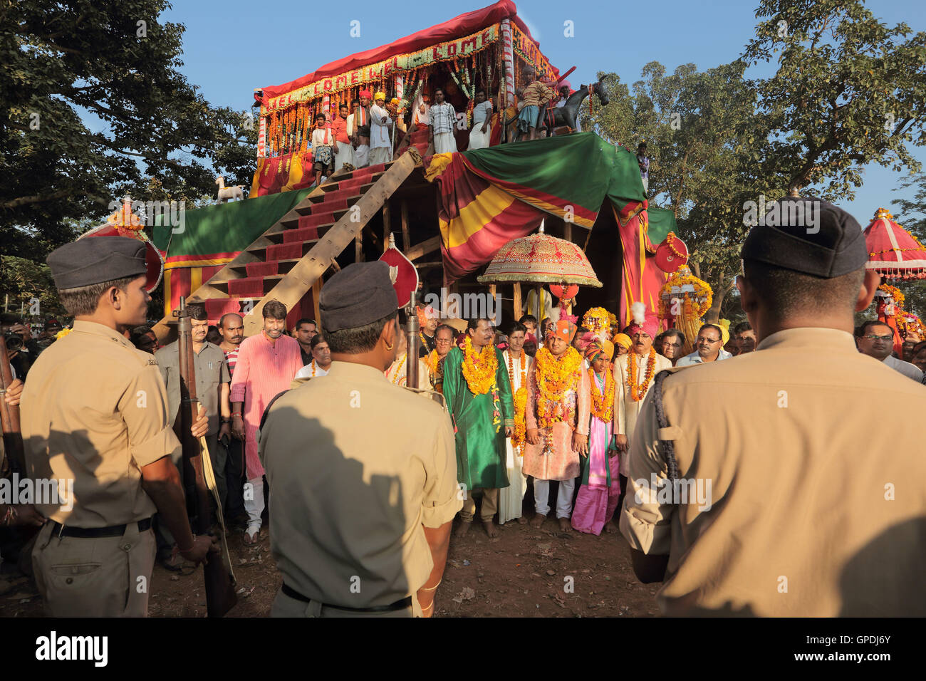 König in dussehra Festival Prozession, Jagdalpur, Bastar, Chhattisgarh, Indien, Asien Stockfoto