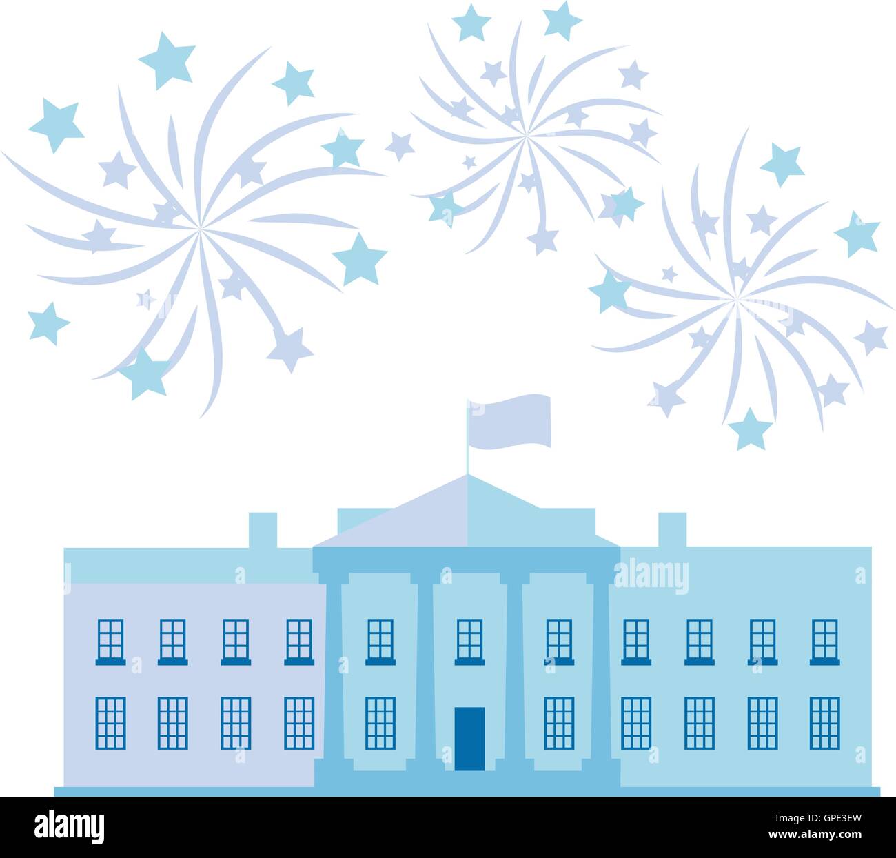 Weiße Haus Residenz Vereinigte Staaten Präsidenten und Independence Day firworks Stock Vektor