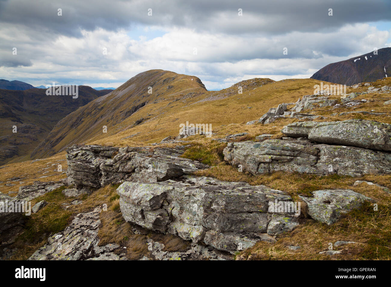 Der Gipfel der Corbett Beinn Maol Chaluim in Glen Etive Schottland. Stockfoto