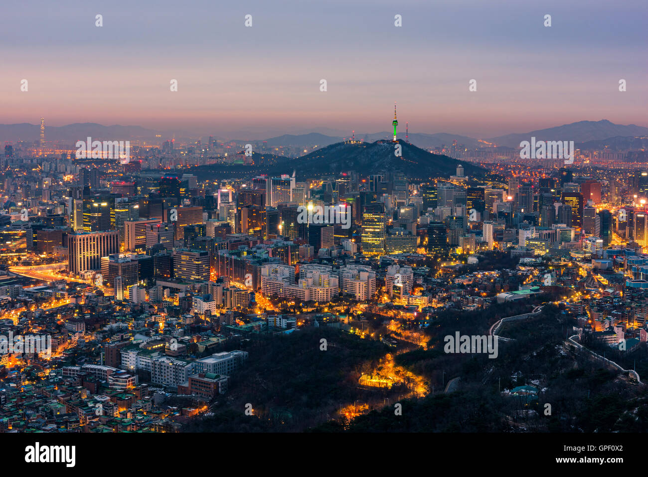 Seoul City Skyline, Südkorea. Stockfoto