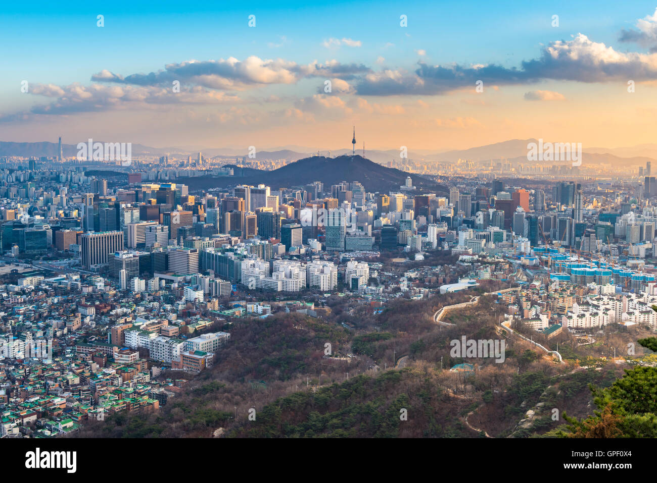 Seoul City Skyline, Südkorea. Stockfoto