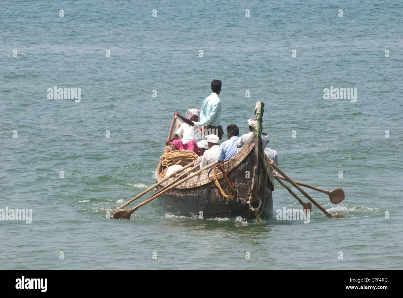 Fischer am Lighthouse Beach, Kerala, Indien. Stockfoto