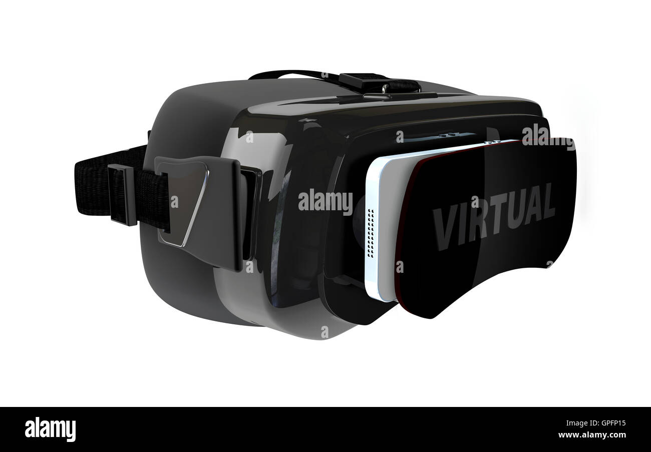 3D Abbildung der virtuellen Gläser auf weißem Hintergrund Stockfoto