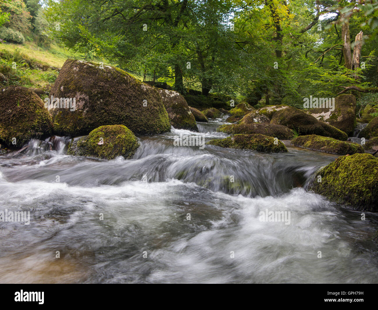 Flüsse und Wasserfälle auf Dartmoor in Devon Stockfoto