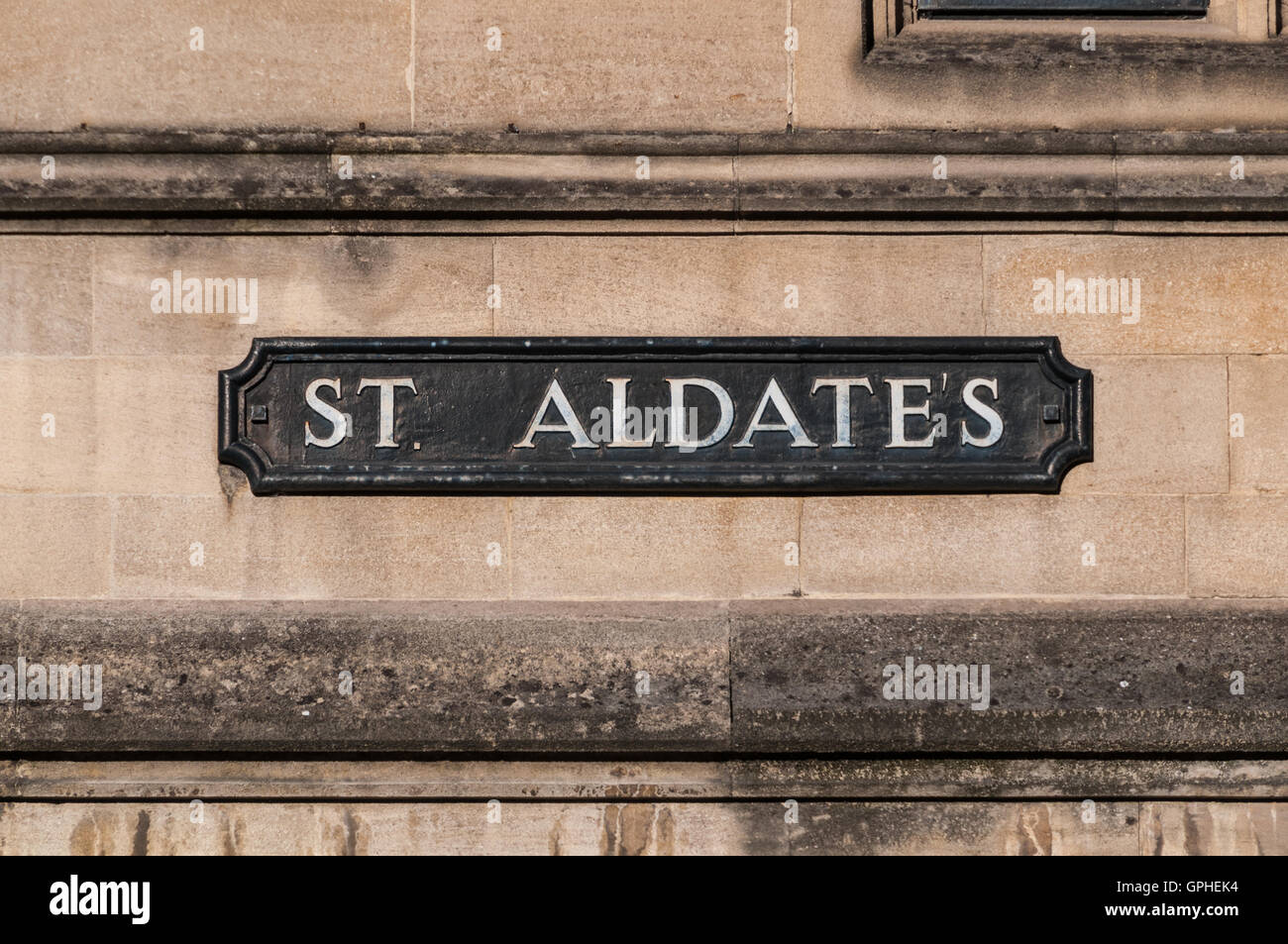 St. Aldate-Straßenschild, Oxford, Vereinigtes Königreich Stockfoto