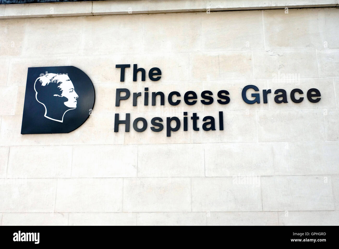 Die Prinzessin Grace Krankenhaus Zeichen im Zentrum von London Stockfoto