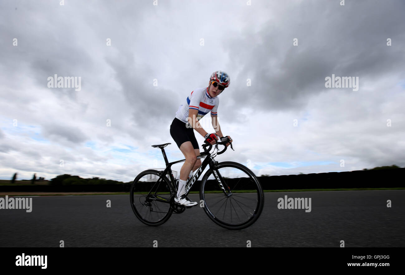 Sean Flynn Schottland in Aktion während der jungen Straßenrennen tagsüber vier der Schule Spiele 2016 an der Loughborough University, Loughborough. PRESSEVERBAND Foto. Bild Datum: Sonntag, 4. September 2016. Bildnachweis sollte lauten: Steven Paston/PA Wire Stockfoto