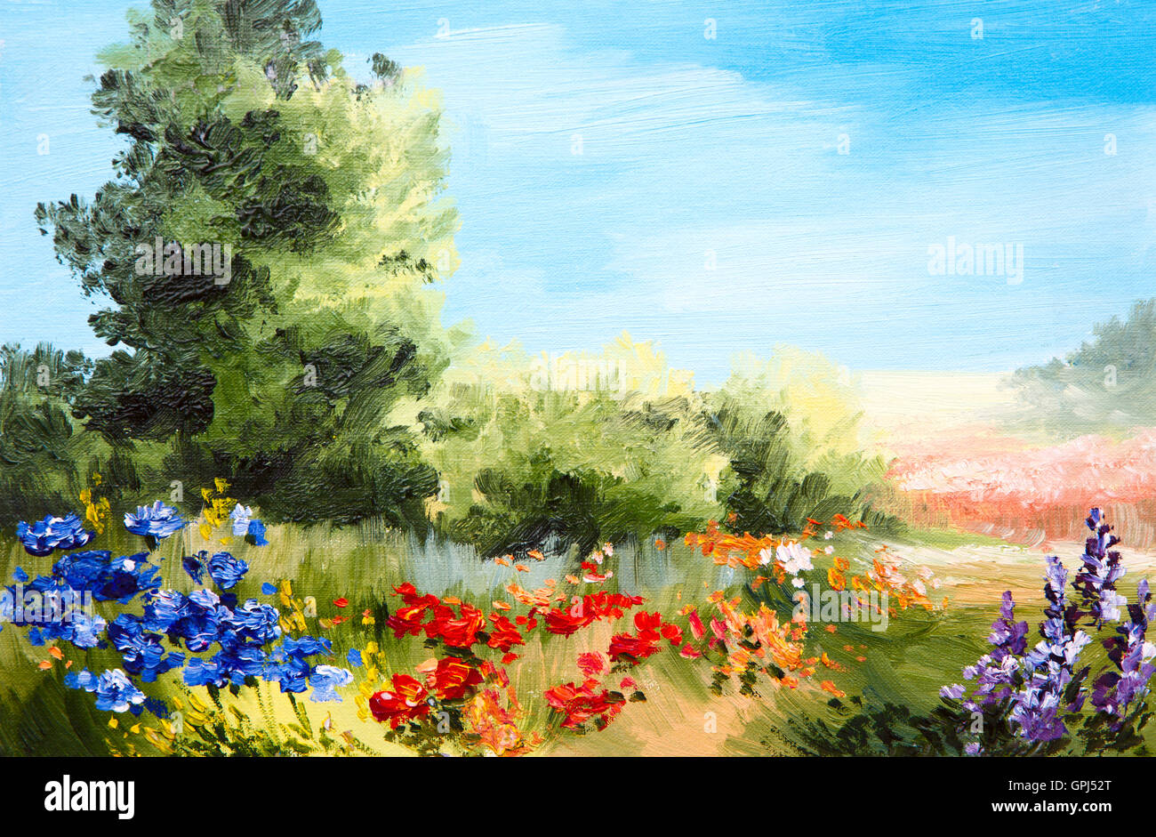 Ölgemälde - Bereich der Blumen, abstrakte Zeichnung, Impressionismus Stockfoto