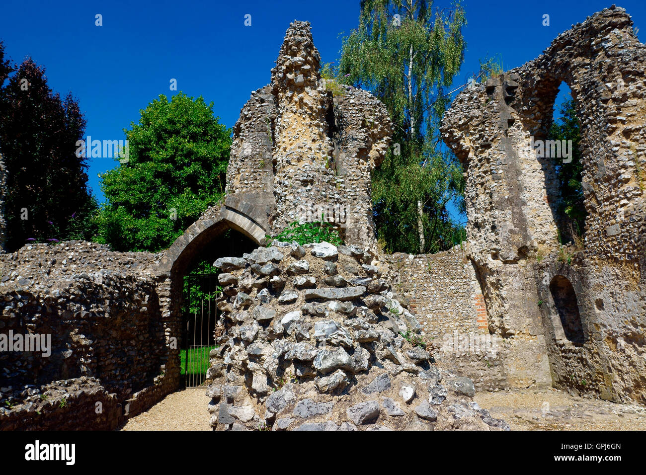 WOLVESLEY SCHLOSS WOODMAN TOR ZEIGEN DICKE DER WÄNDE Stockfoto