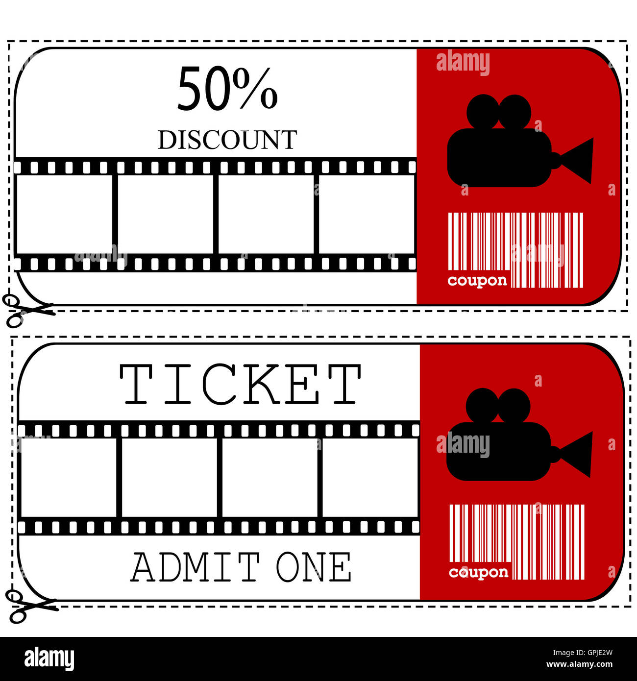 Gutschein und Eintritt Ticket Verkauf für Kino-Film Stockfoto