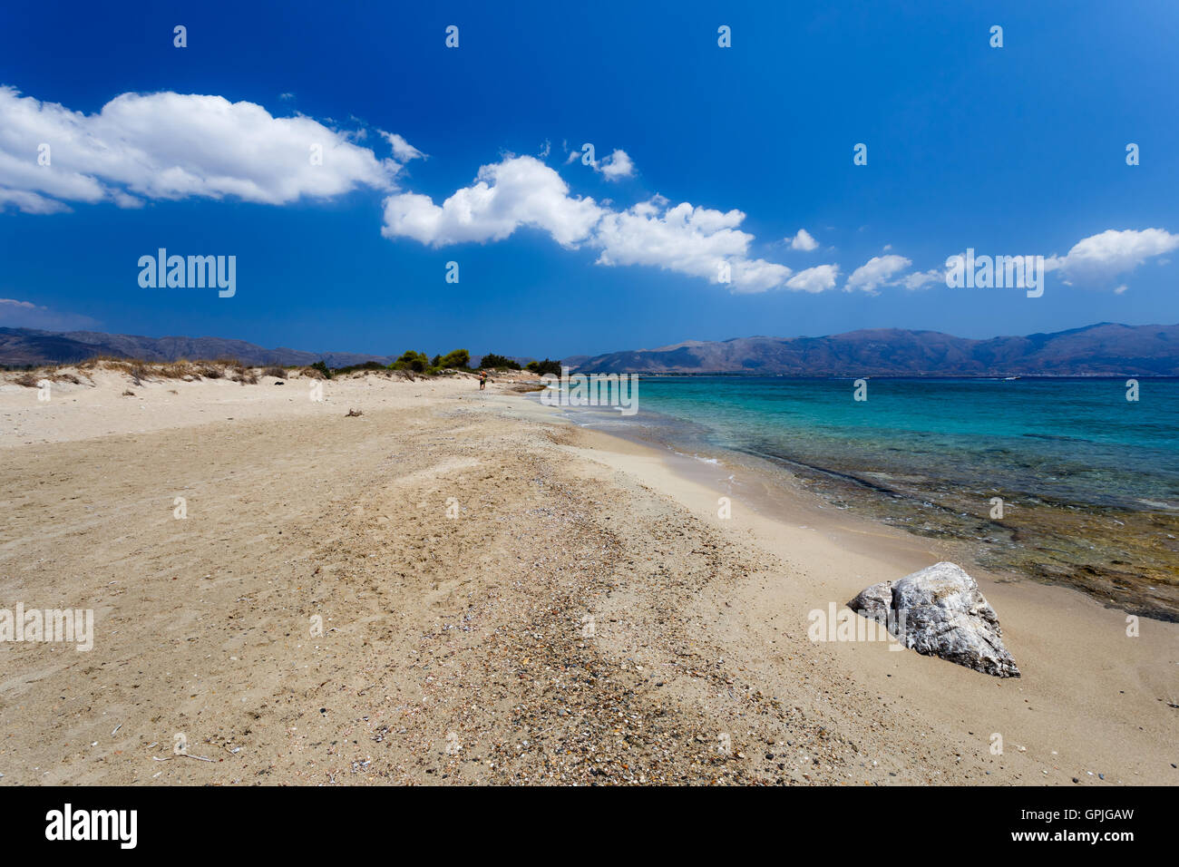 Antike griechische Stadt Ruinen der Stätte in Pounda exotischen Strand in Lakonien, Peloponnes, Griechenland Stockfoto