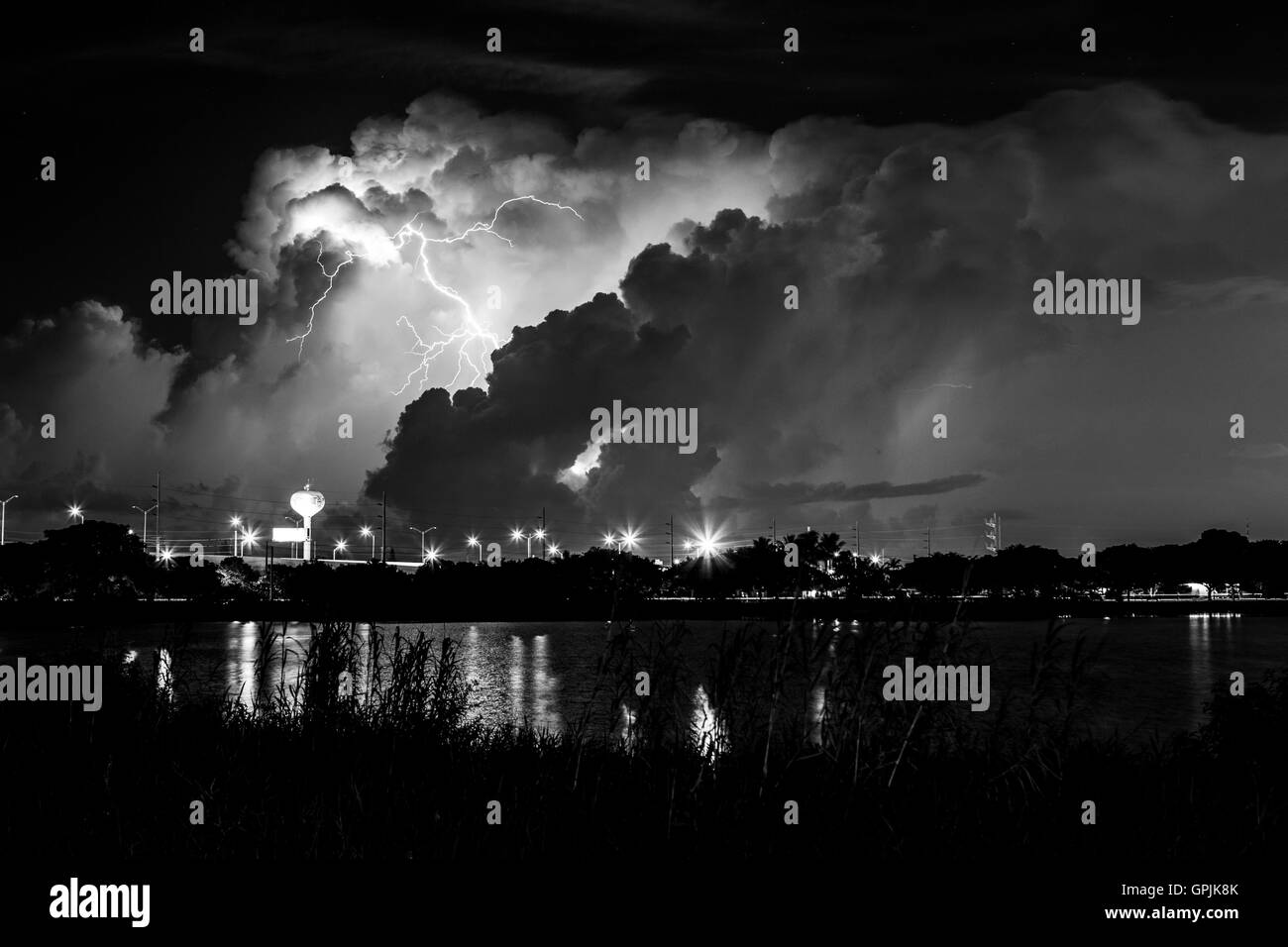 Blitz-Geschichte über See Osborne in der Stadt Lake Worth Florida Stockfoto