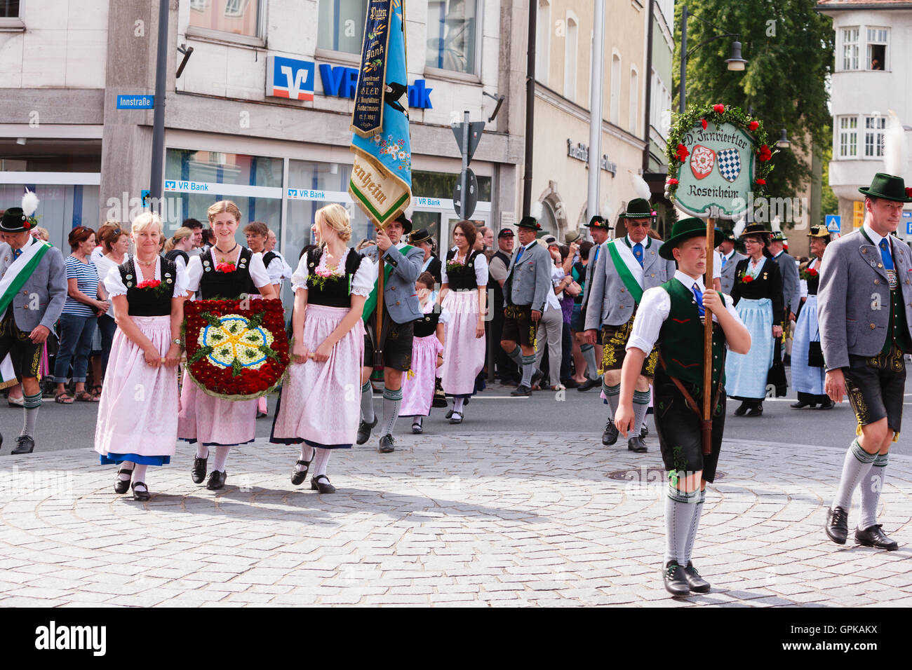 Rosenheim, Deutschland, 04.09.2016: Erntedankfest Parade in Rosenheim Stockfoto