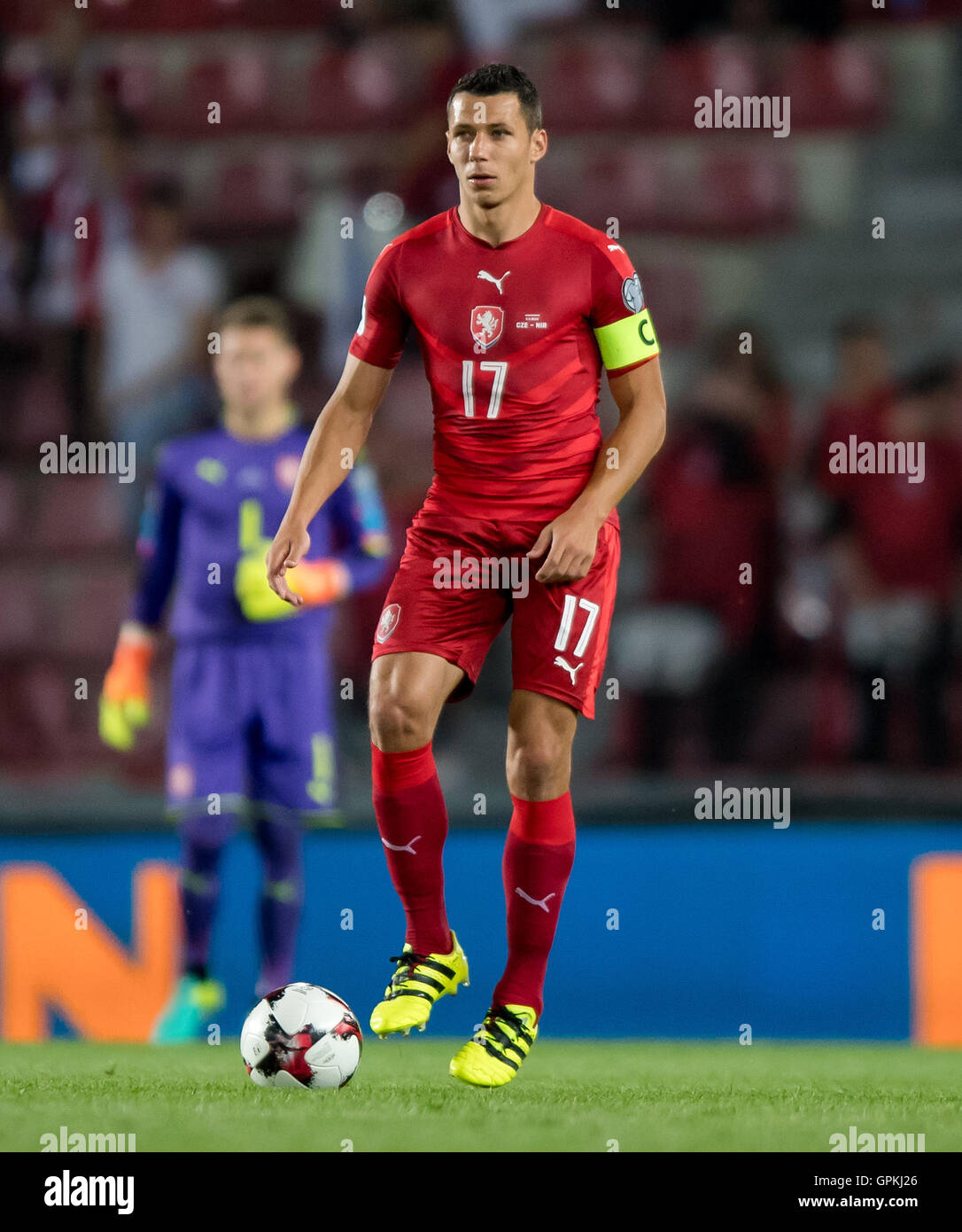 Prag, Tschechische Republik. 04. September 2016. Marek Suchy (Tschechische Republik) während der WM-European Qualifying-Fußballspiel zwischen der Tschechischen Republik und Nordirland in Prag, Tschechische Republik, 4. September 2016. Foto: Thomas Eisenhuth/Dpa - NO-Draht-SERVICE-/ Dpa/Alamy Live News Stockfoto