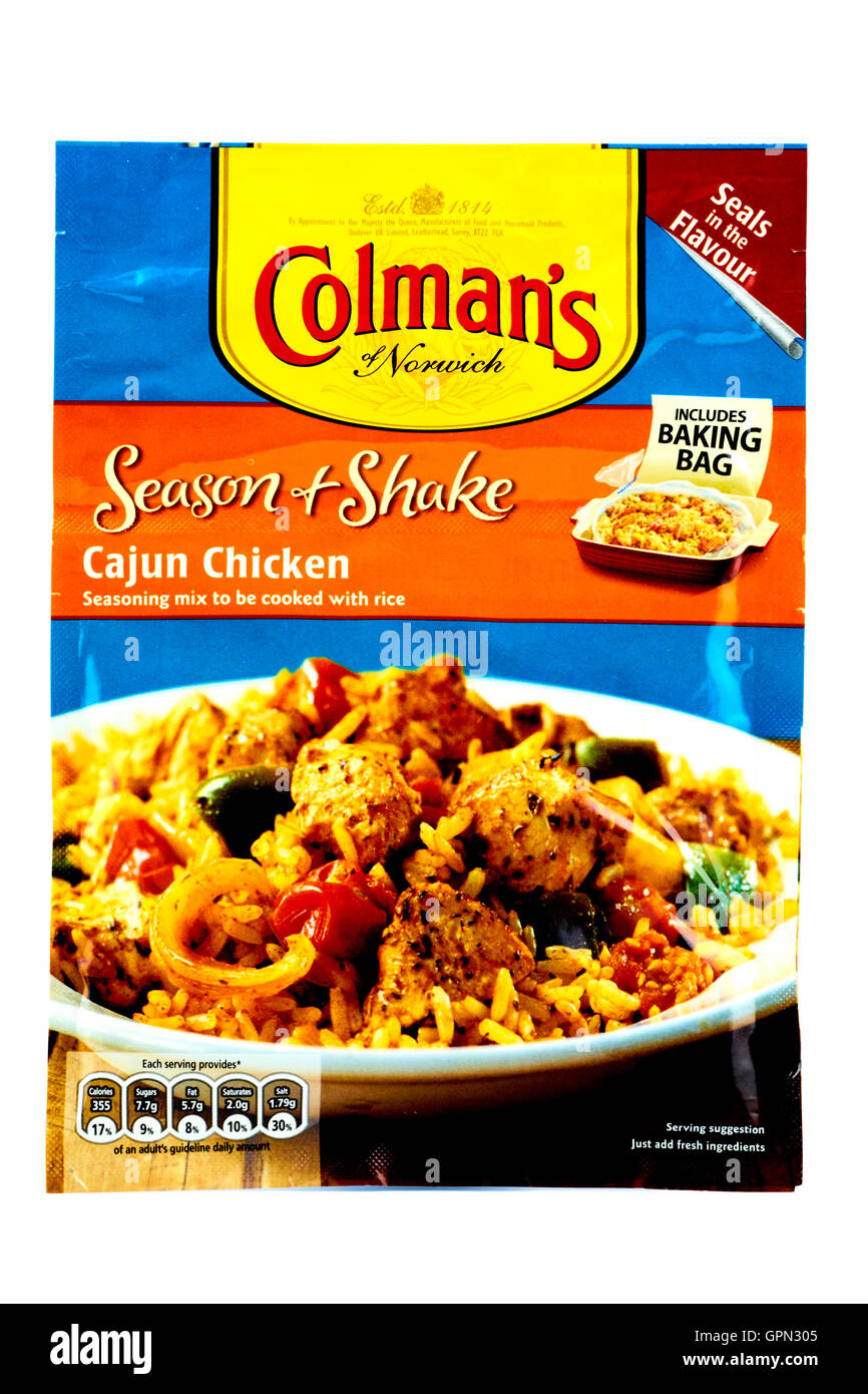 Colmans Saison & Shake Cajun Chicken Würzmischung Stockfoto