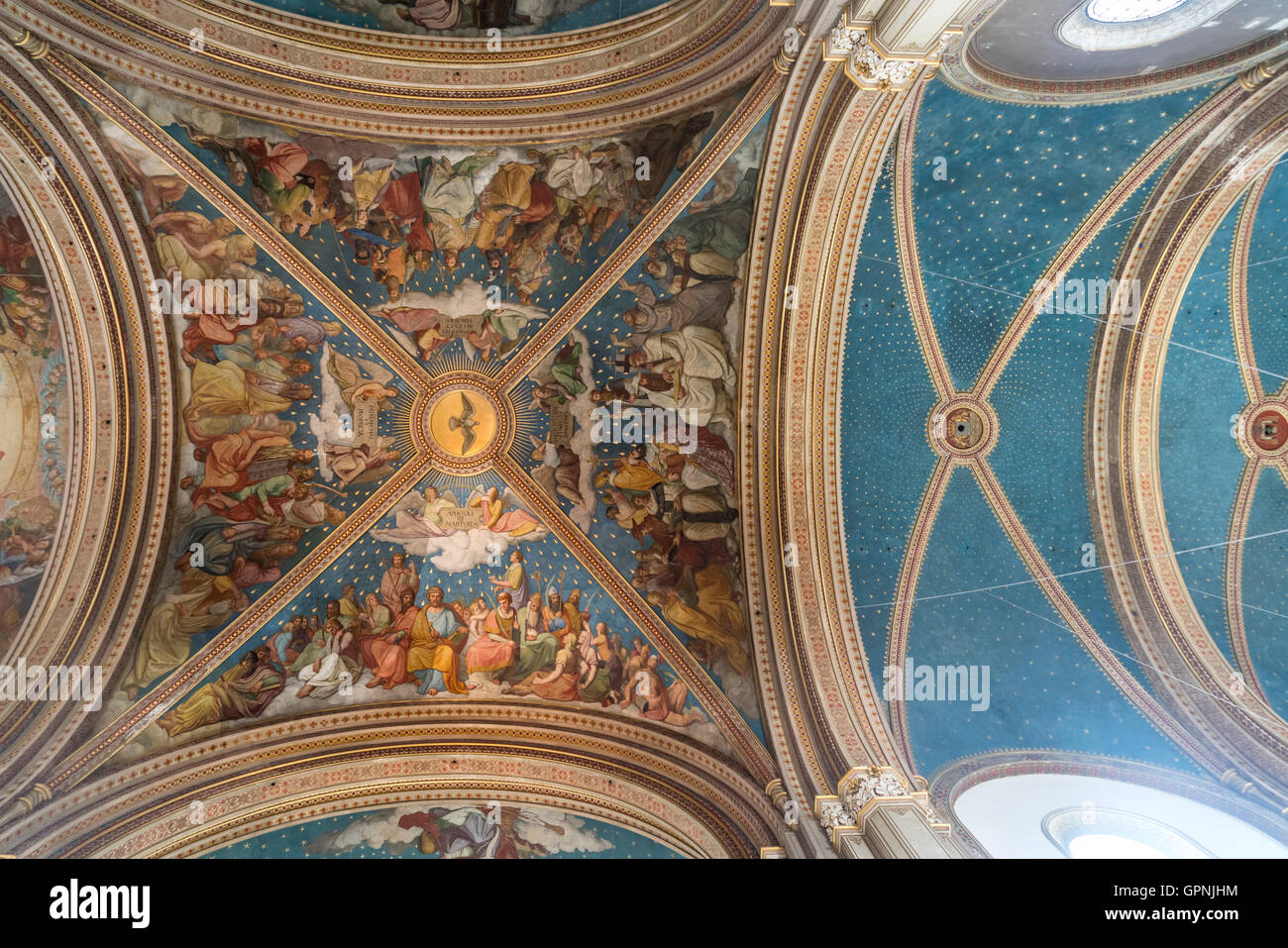 Deckengemälde der Kirche St. Louis oder der Ludwigskirche in München, Bayern, Deutschland Stockfoto