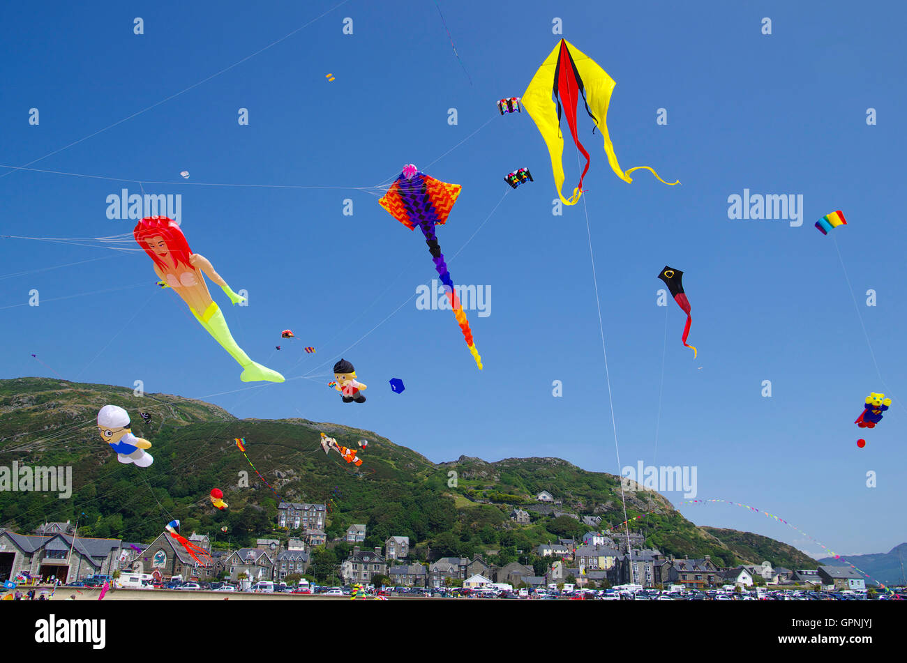 Barmouth Kite Festival Nord-Wales Stockfoto