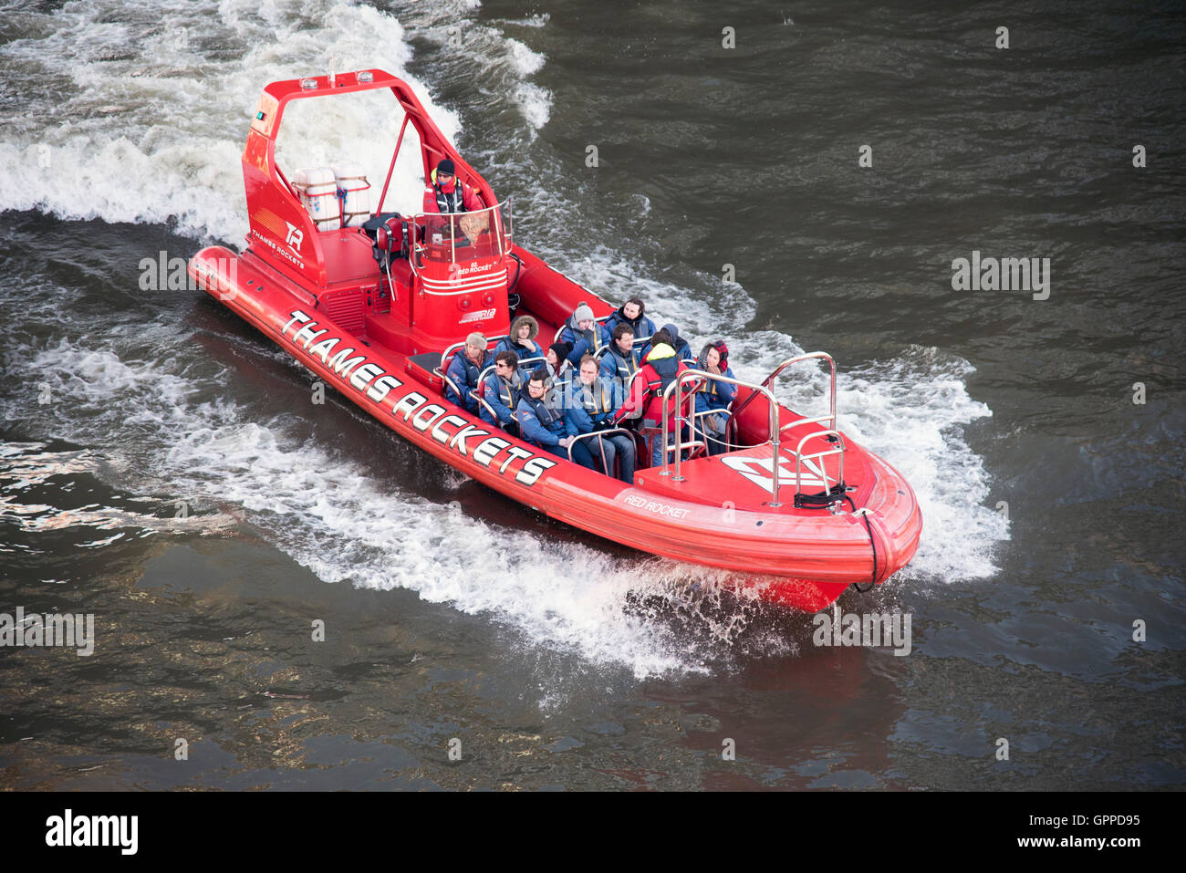 Thames Raketen Rib Boot Fahrt Fluss Stockfoto