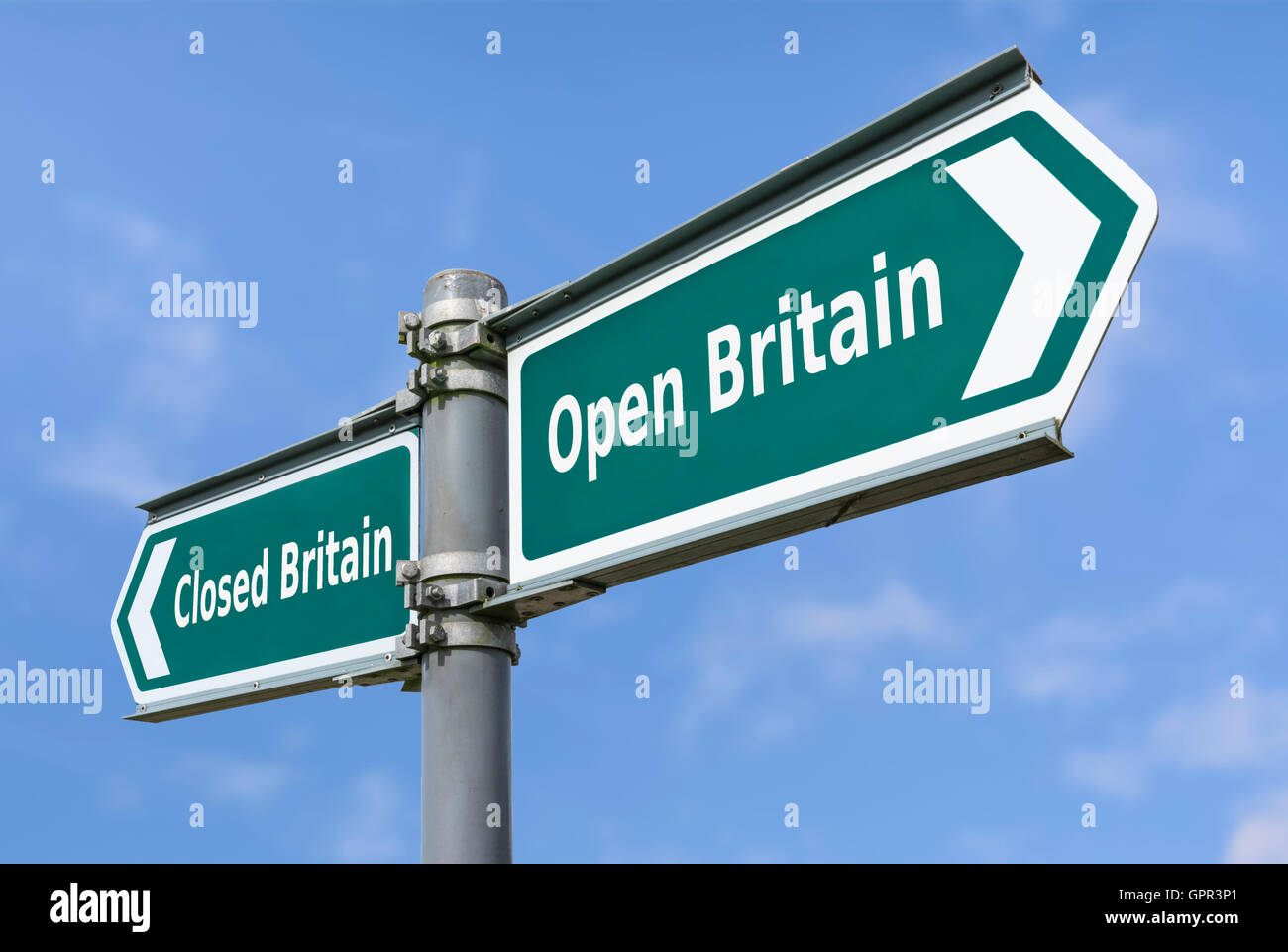 Melden Sie offene England und Großbritannien geschlossen. Stockfoto