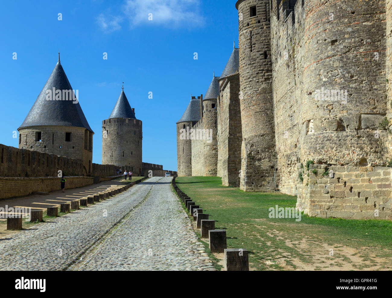 Carcassonne Gehweg Stockfoto