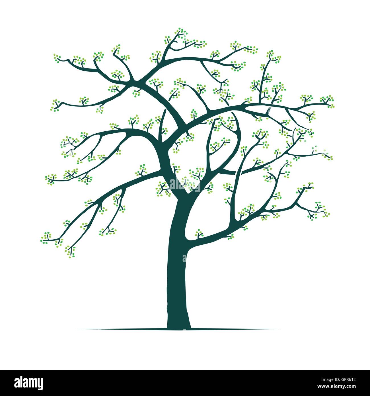 Vektor Frühling Baum im japanischen Holzschnitt Druckformat Stockfoto