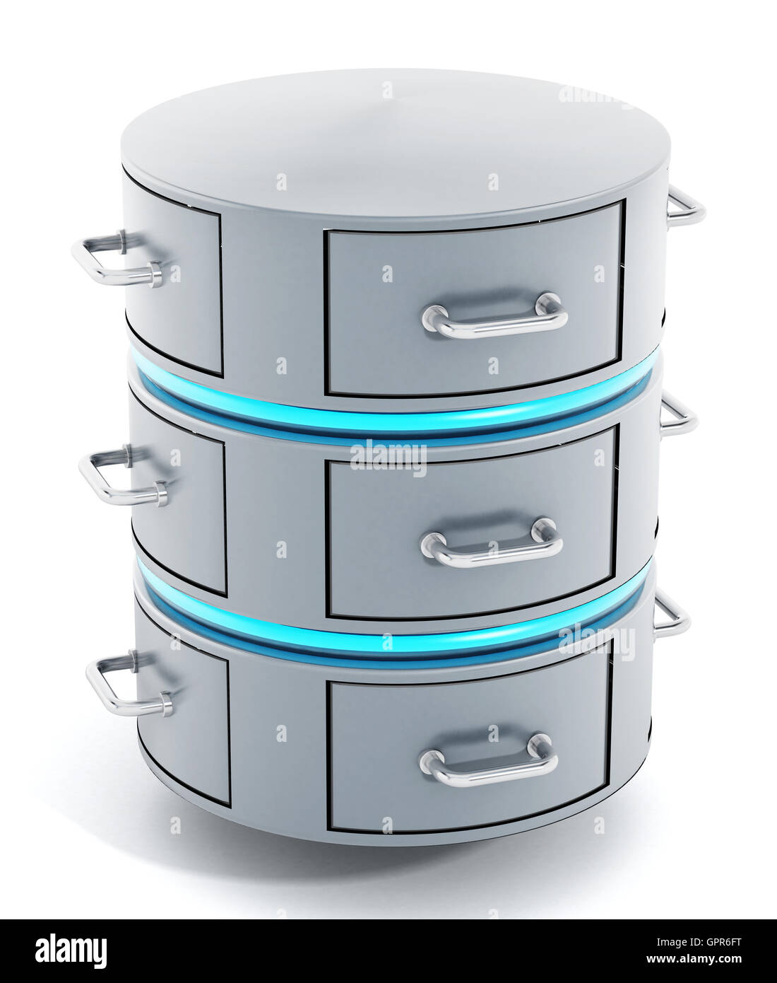 Datenserver mit geschlossene Datei Racks. 3D Illustration. Stockfoto