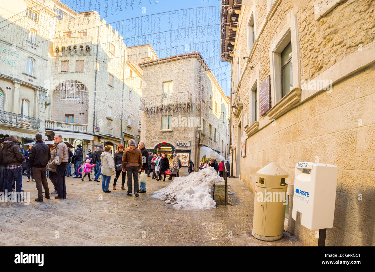 San Marino Stand PiazzettaTitano natale Stockfoto