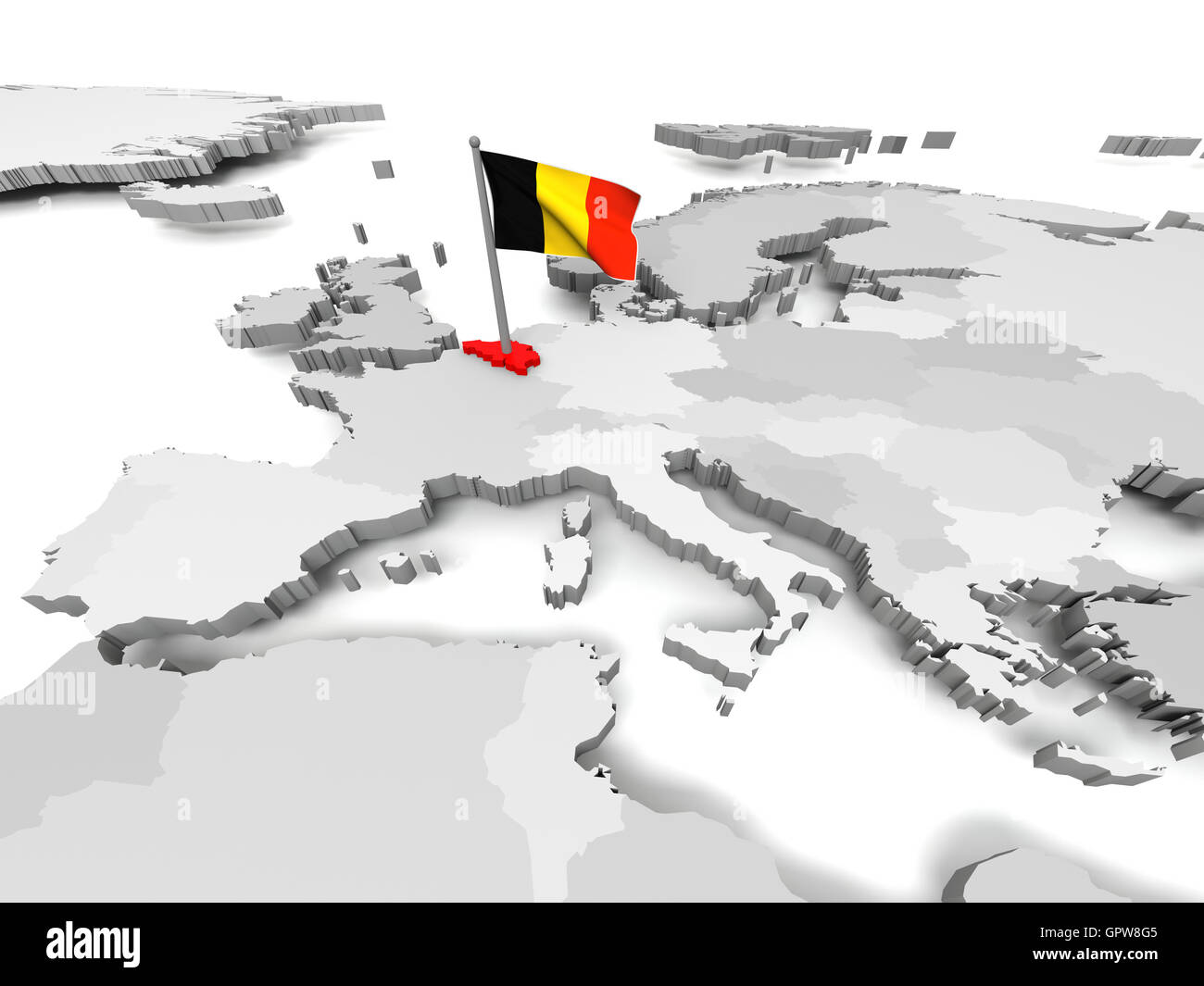 Belgien auf Karte von Europa Stockfotografie - Alamy