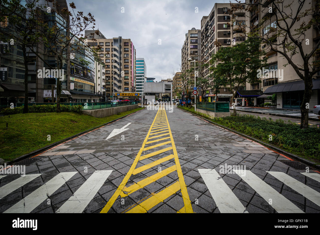 Straße im Stadtteil suchen, Taipei, Taiwan. Stockfoto