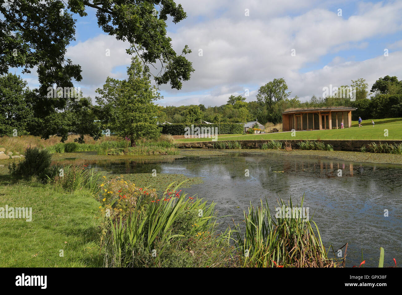 Harrogate, Großbritannien. der Königin Mutter See an RHS Garden Harlow Carr in Harrogate, North Yorkshire. Heute ist der erste Tag der Aut. Stockfoto