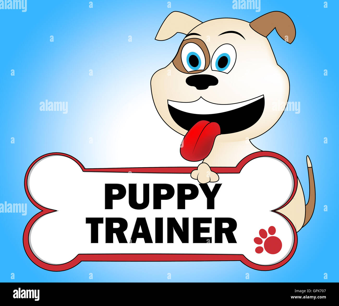 Puppy Trainer Bedeutung Trainer ausgebildet und Welpen Stockfoto