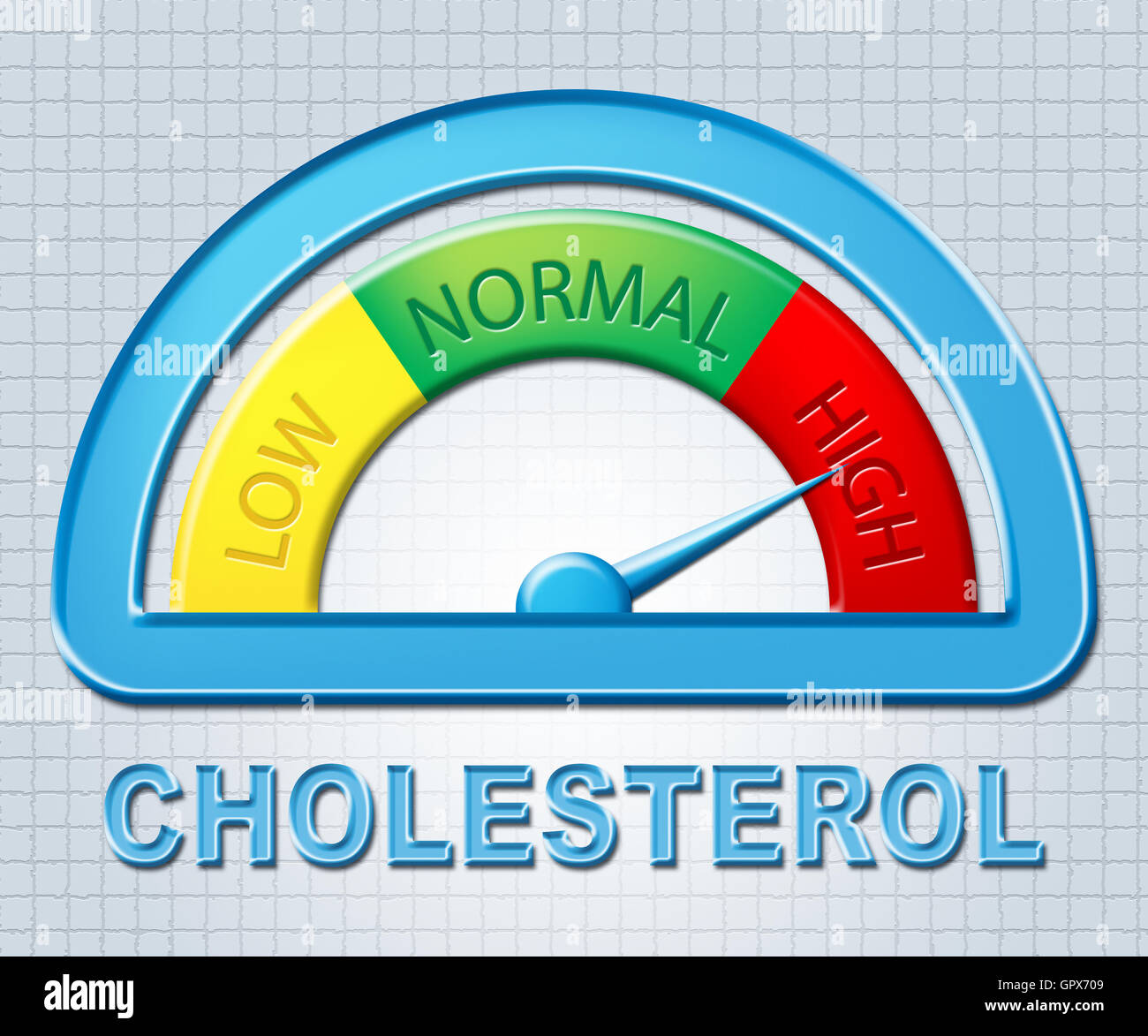 Hohe Cholesterinwerte zeigt Display Hyperlipidämie und höher Stockfoto