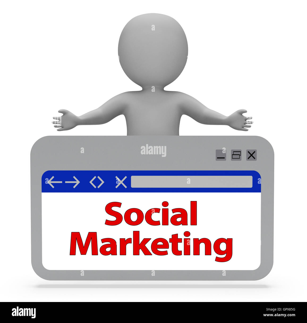 Social Marketing Webseite Bedeutung Media Business und Internet 3d Rendering Stockfoto