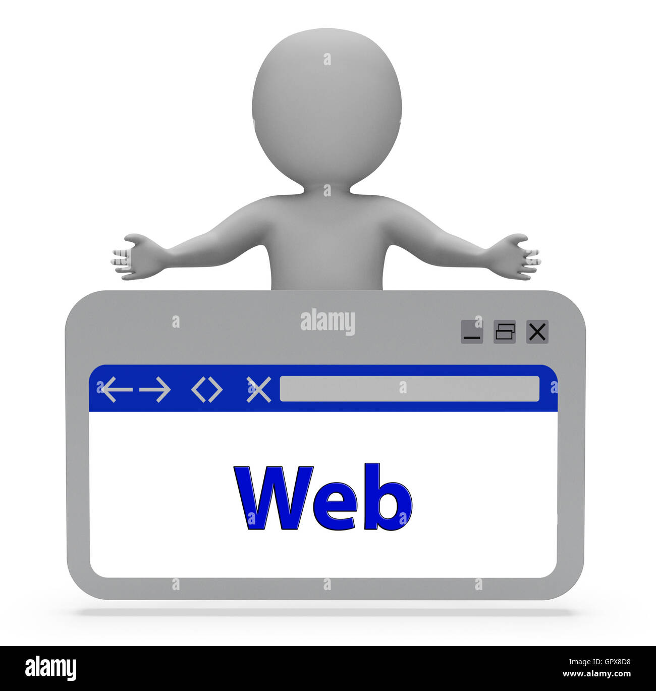 Web-Seite zeigt Website-Internet und Online-3d-Rendering Stockfoto