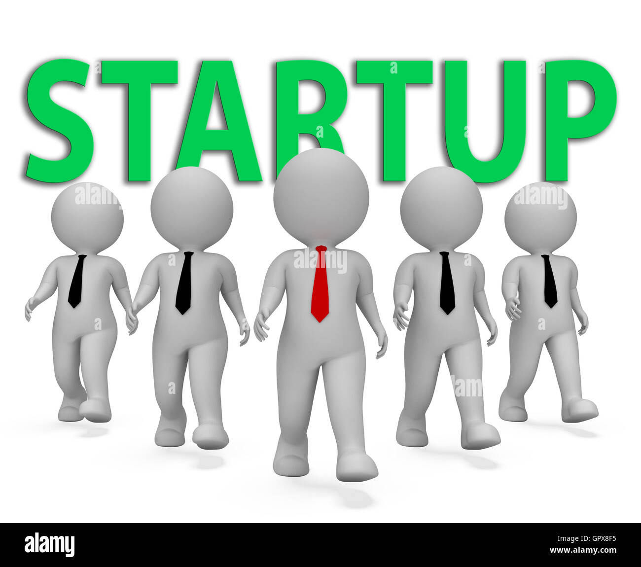 Start-up Unternehmer vertritt selbstständig und Selbständigkeit 3D-Rendering Stockfoto